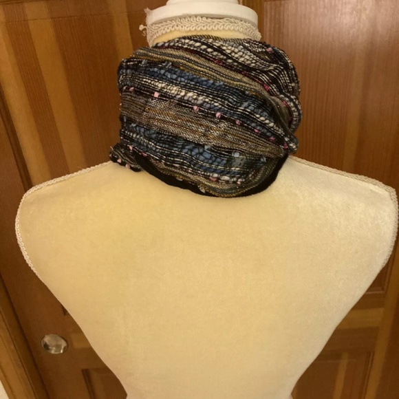 Chloe Multicolored Metallic Fringed Crochet Scarf - Picture 7 of 7